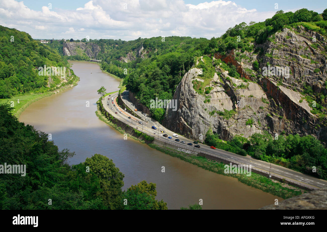 Avon gorge and river from the Clifton suspension bridge Stock Photo