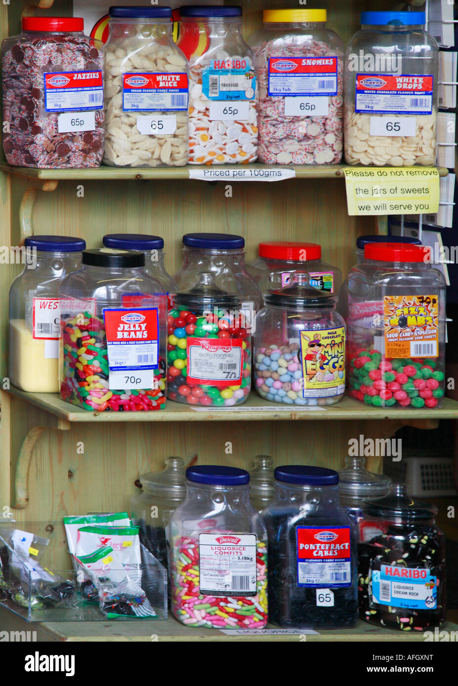 Sweets for sale in an English shop Stock Photo