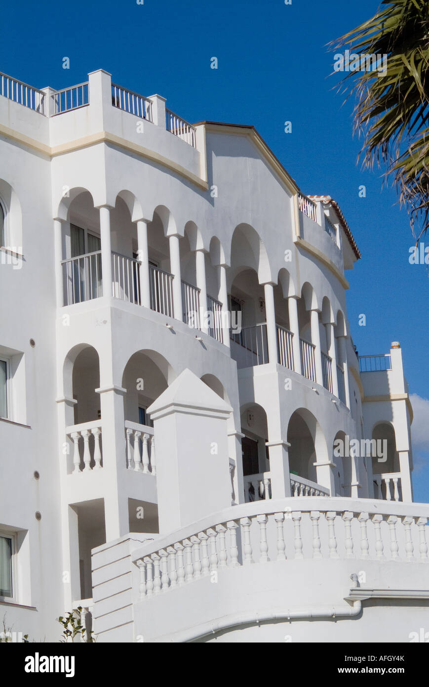 Multi story condos near beach in Nerja Spain Stock Photo