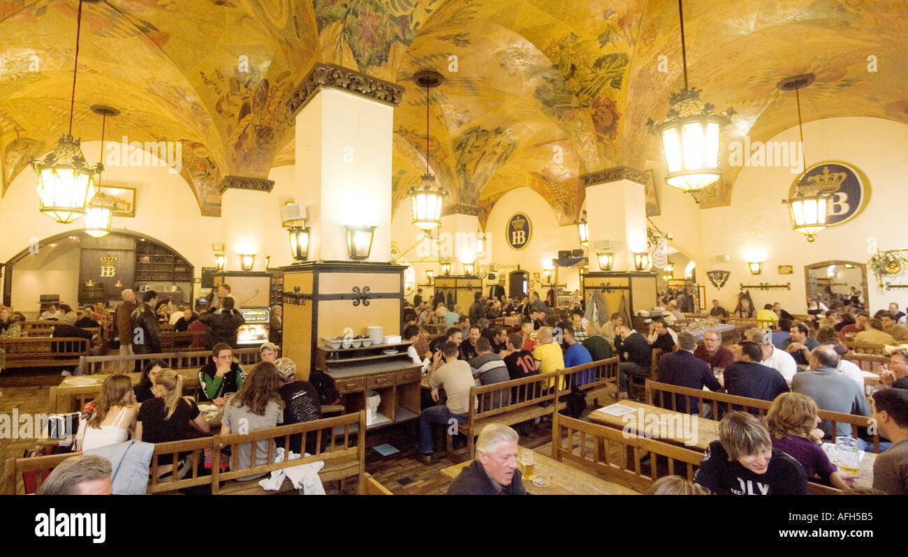 Germany Bavaria Munich Hofbrauhaus Beer Hall in downtown Munich Platzl square Stock Photo