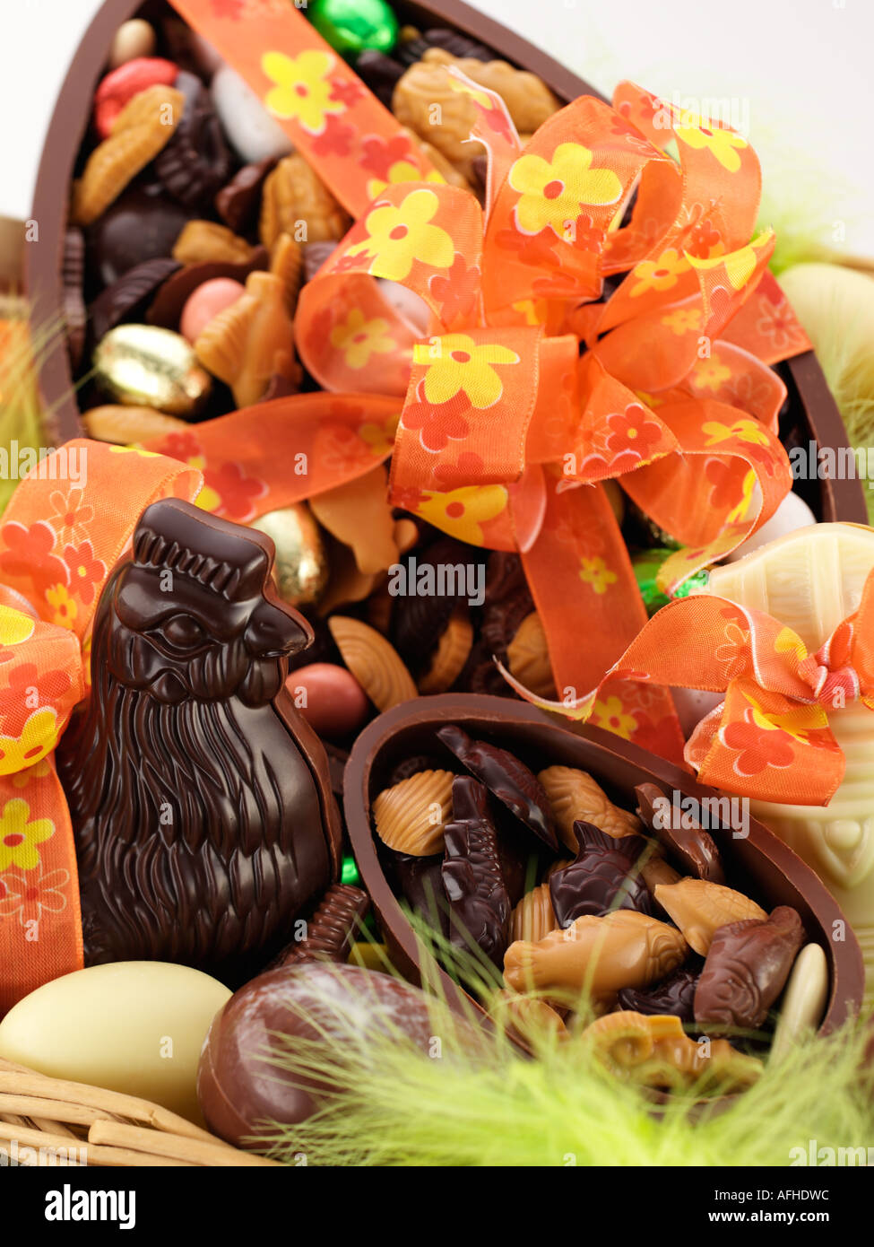 French chocolate hens,eggs and bells Stock Photo Alamy