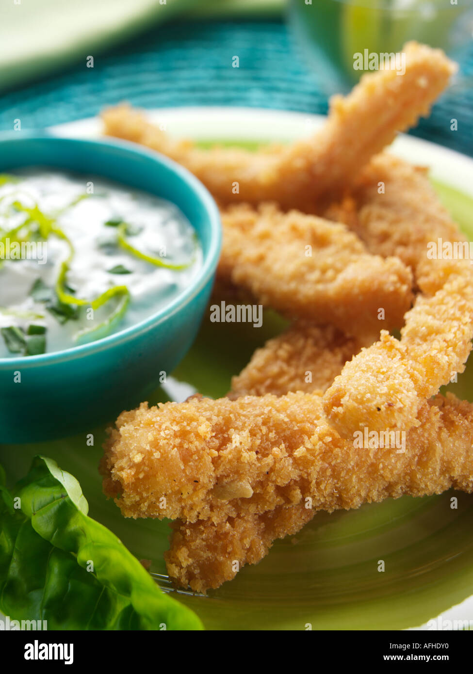 Deep fried coated salmon goujons hires stock photography and images