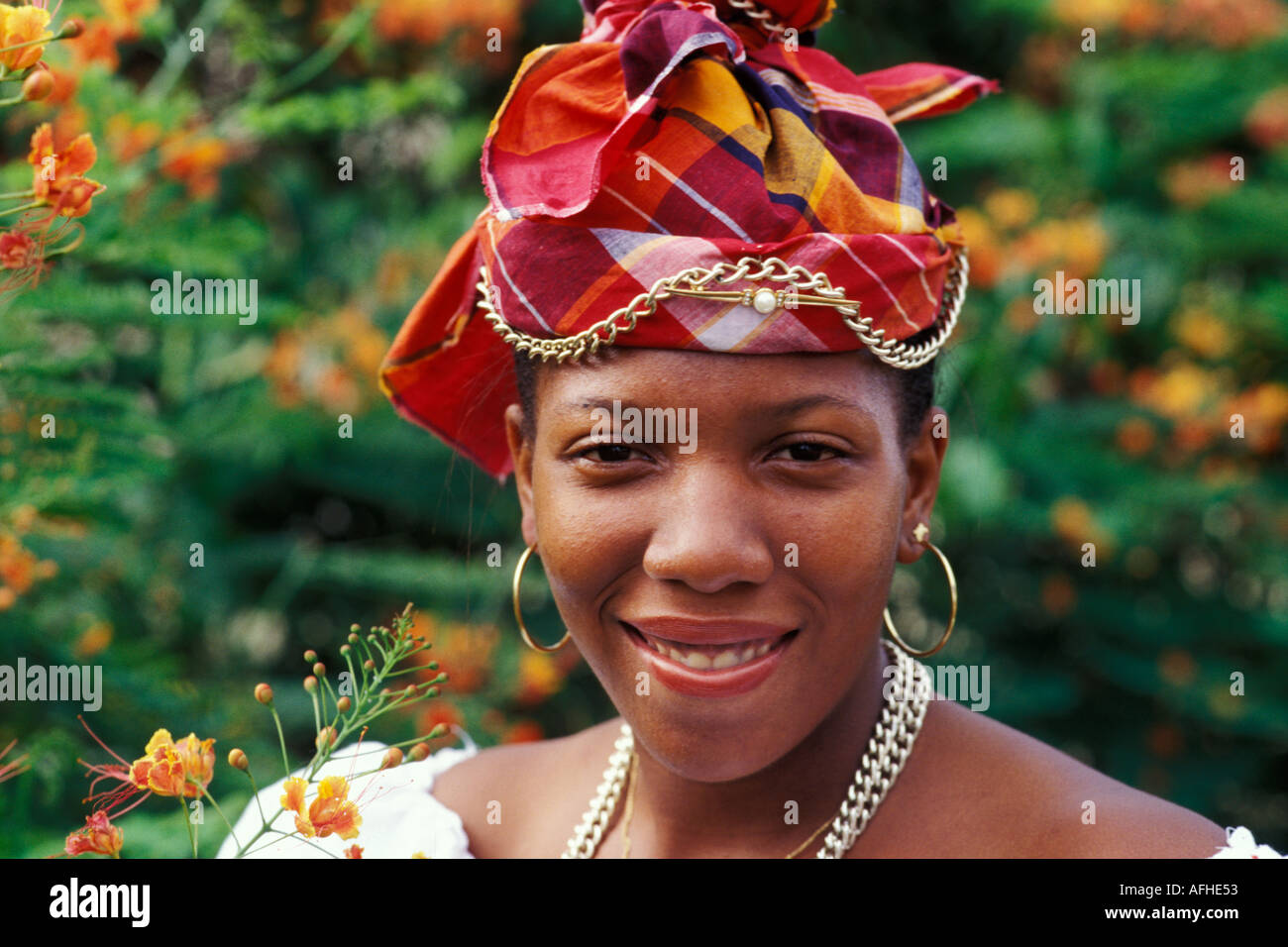 Martinique, Martinican woman in traditional dress Stock Photo Alamy