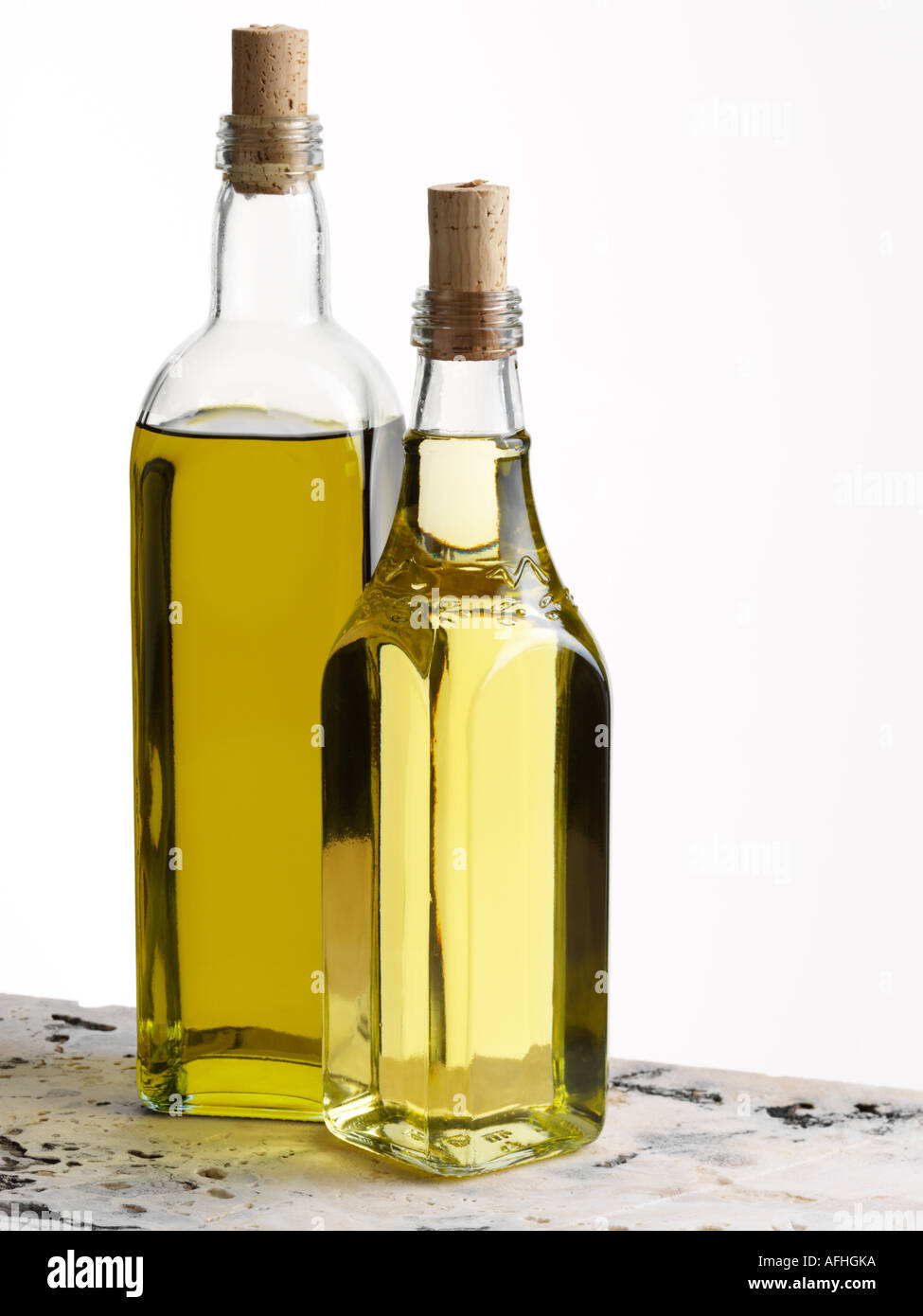 Bottles of olive oil Stock Photo Alamy