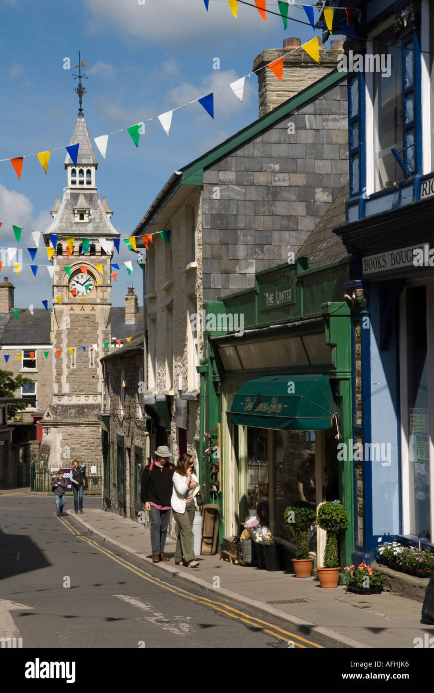 Hay Festival Hay-on-Wye Powys  Wales Great Britain The Victorian clock tower in the center of town. UK 2006 2000s HOMER SYKES Stock Photo