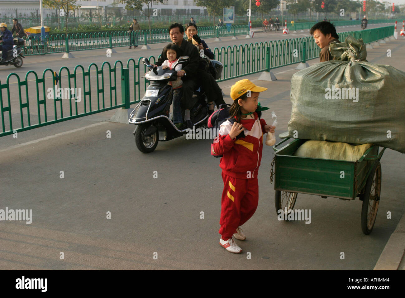 Girl on way to school Stock Photo