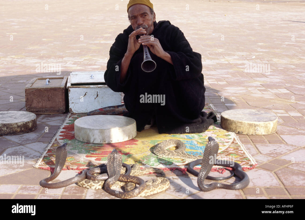 Snake charmer - Marrakesh, MOROCCO Stock Photo