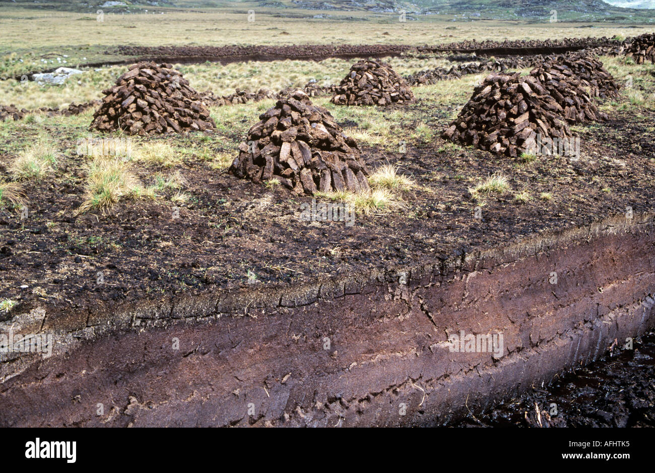 Peat Mounds and Trenches, Co. Donegal, Republic of Ireland, Europe