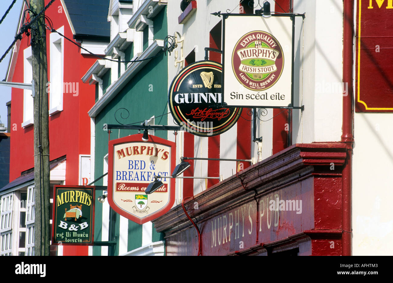 Pub Signs, Co. Kerry, Republic of Ireland, Europe Stock Photo