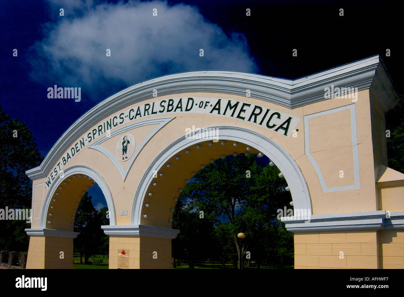 Entrance arch to West Baden Springs Resort in Indiana Stock Photo Alamy