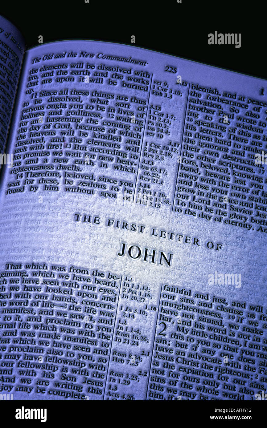 Book of 1st JOHN of the Holy bible Stock Photo Alamy