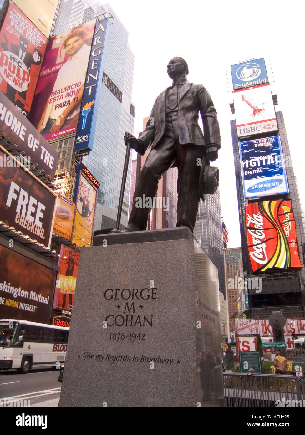 usa new york manhattan statue of George M Cohan on broadway Stock Photo