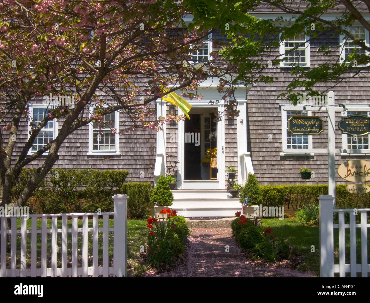 Elegant shingled house in Edgartown on Martha's Vineyard Cape Cod Massachussetts USA Stock Photo