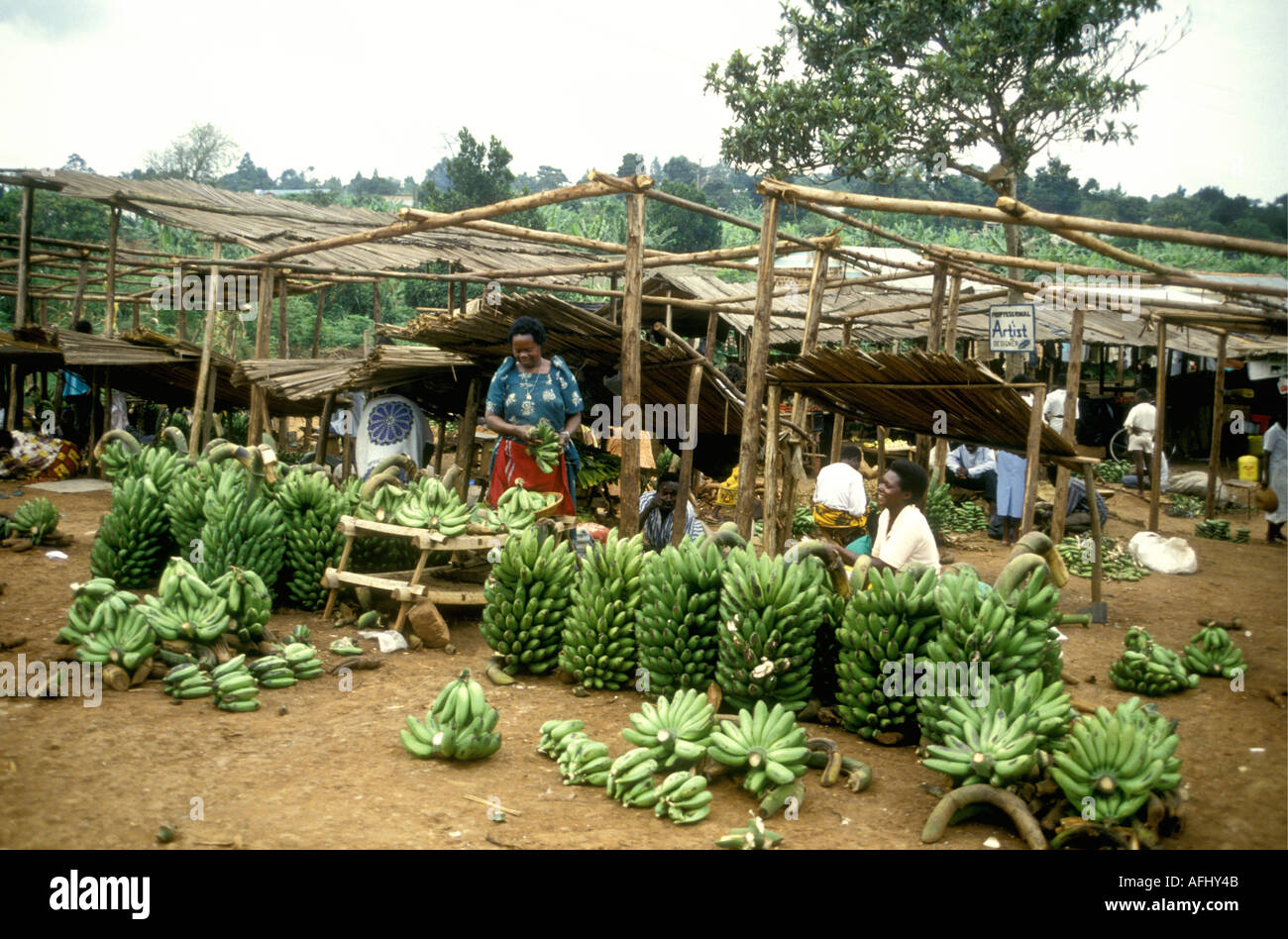 Bananas on sale at a rural market in Uganda Africa Stock Photo 4556618