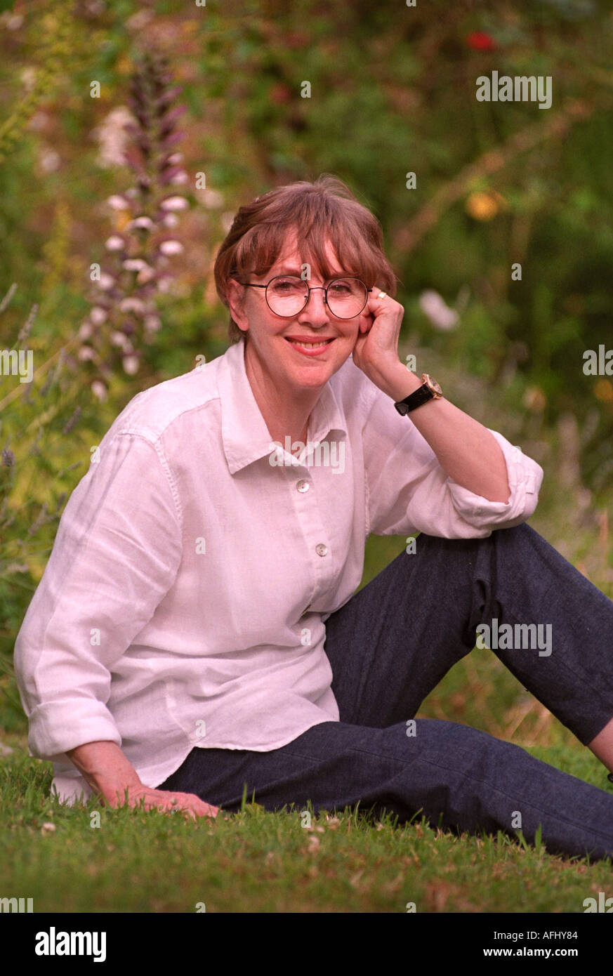 AUTHOR ELIZABETH FALCONER AT HER HOME IN THE VILLAGE OF SLAD NEAR STROUD GLOUCESTERSHIRE Stock Photo