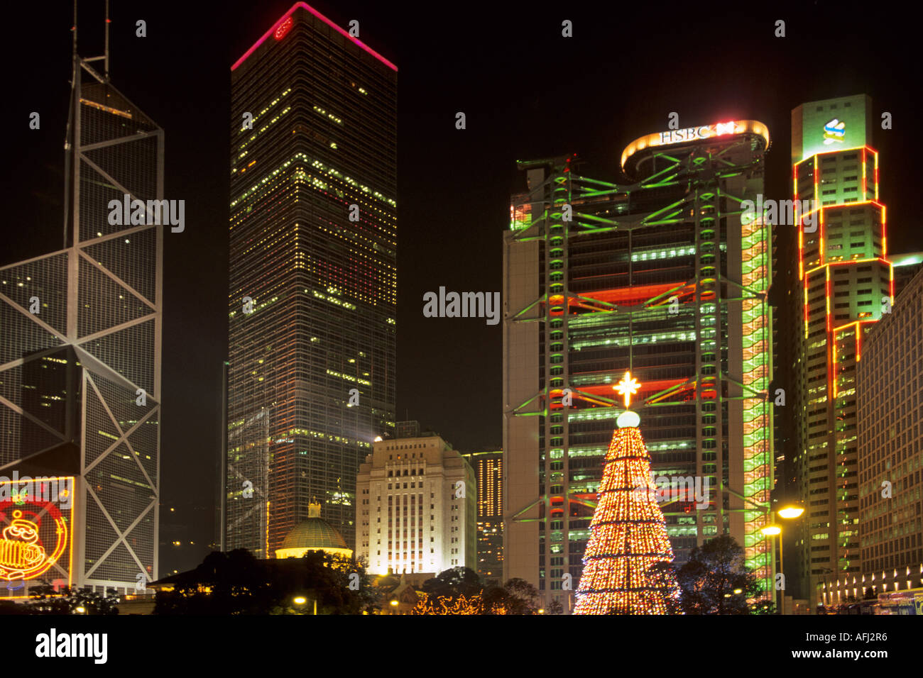 Christmas lights in Hong Kong Stock Photo Alamy