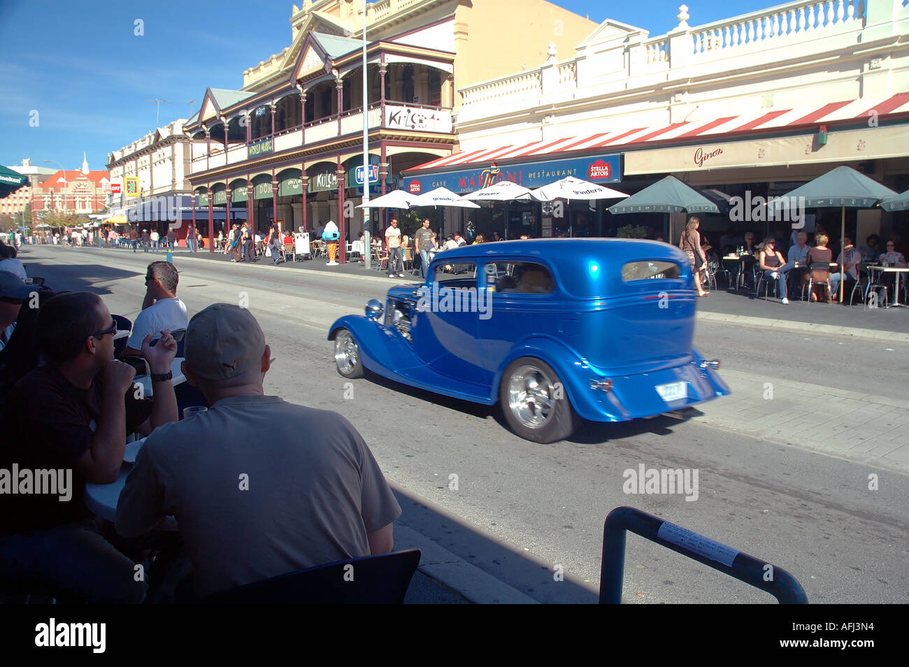Busy outdoor cafes along the streets of Fremantle Perth Western Australia No MR or PR Stock Photo