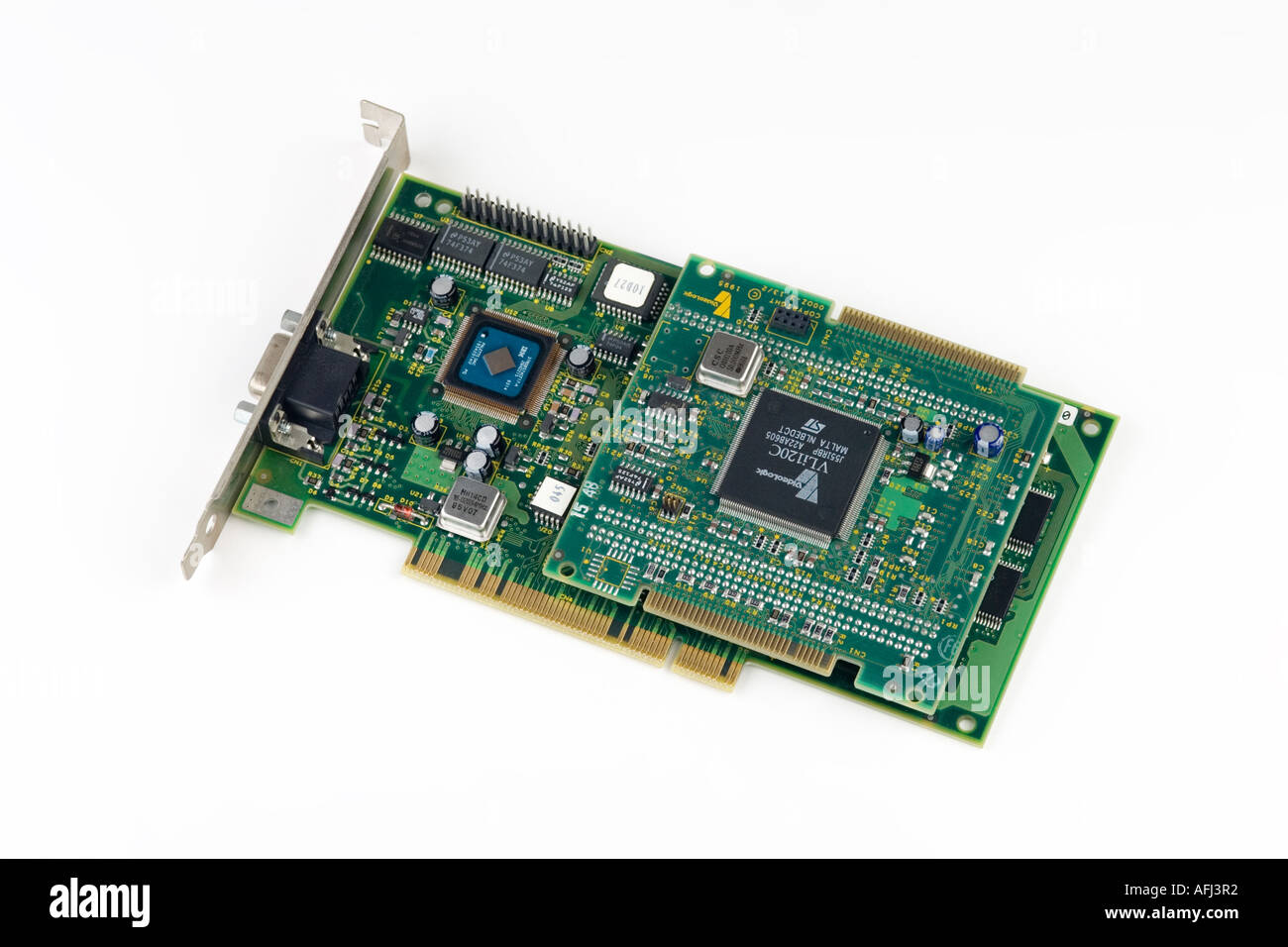 A video editing card for a PC based computer showing various electronic