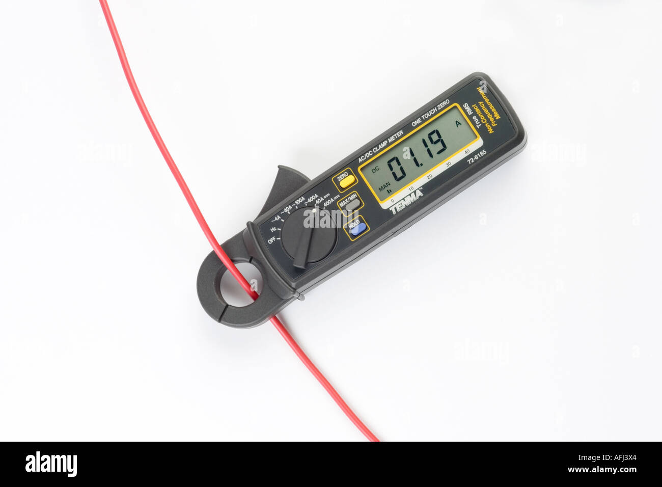 A digital clamp type ammeter using a Hall Effect sensor Stock Photo