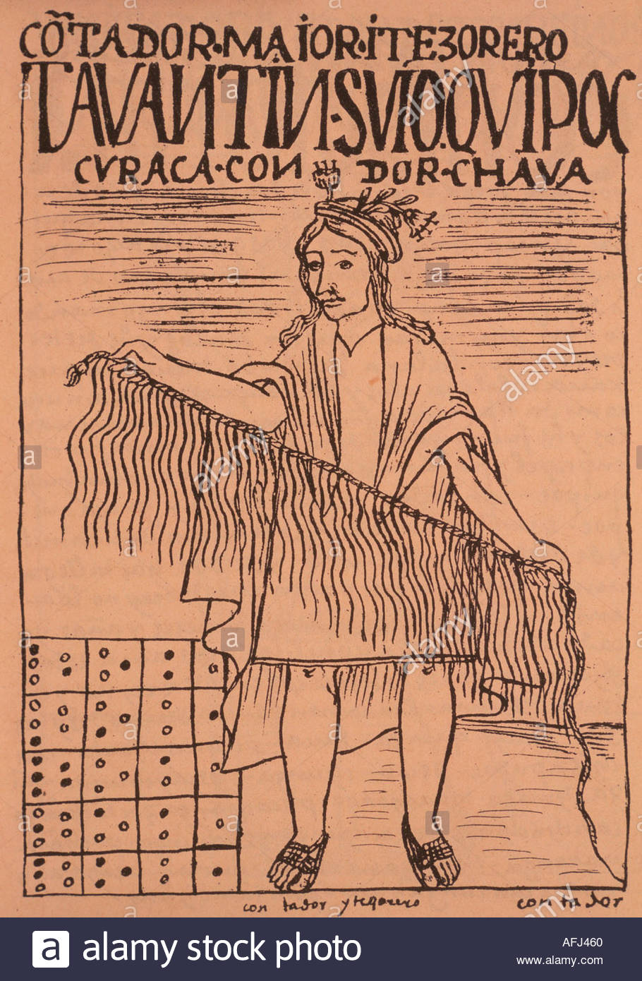 PERU 2 inca counting systems called quipu and abacus Museo de la Stock