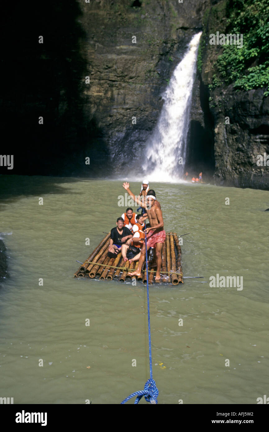 Group on raft Pagsanjan Falls Santa Cruz Laguna Philippines Stock Photo