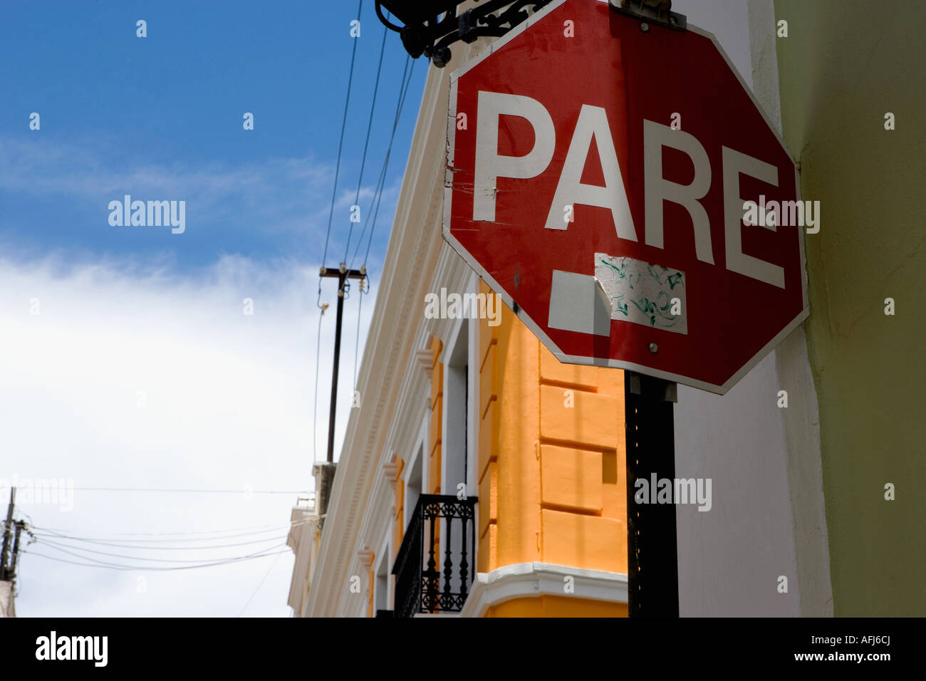 Stop sign, Spanish Stock Photo Alamy