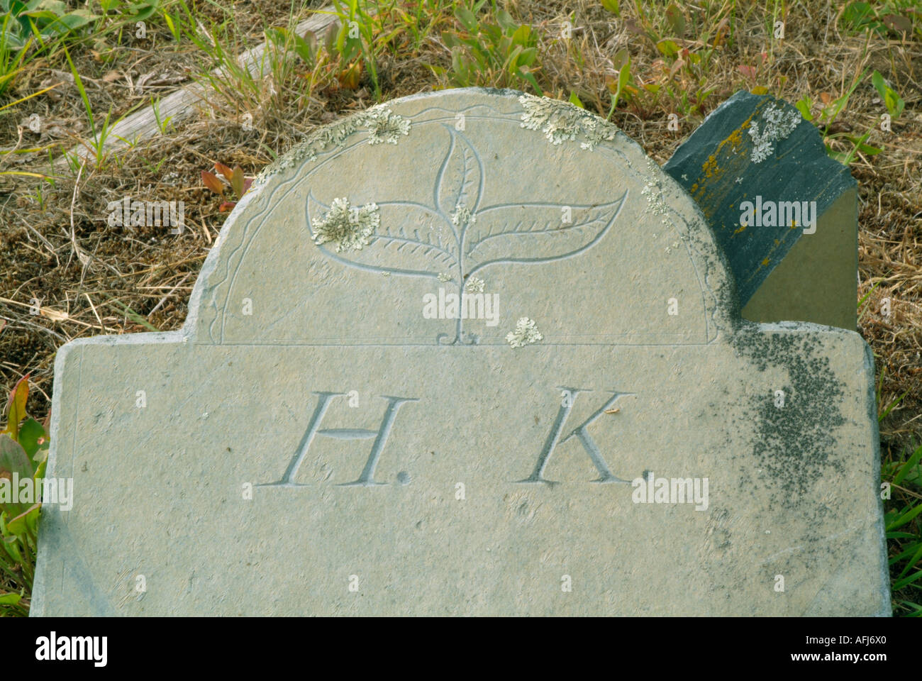 Old weathered headstones in an scenic New England graveyard Stock Photo ...