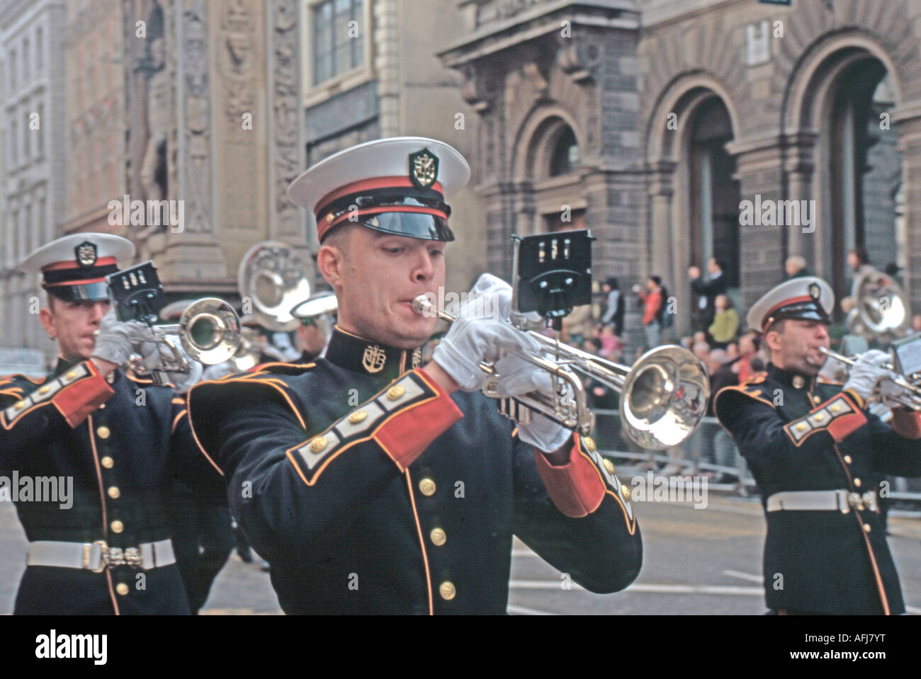 Trumpet Player in Lord Mayors Parade London Stock Photo