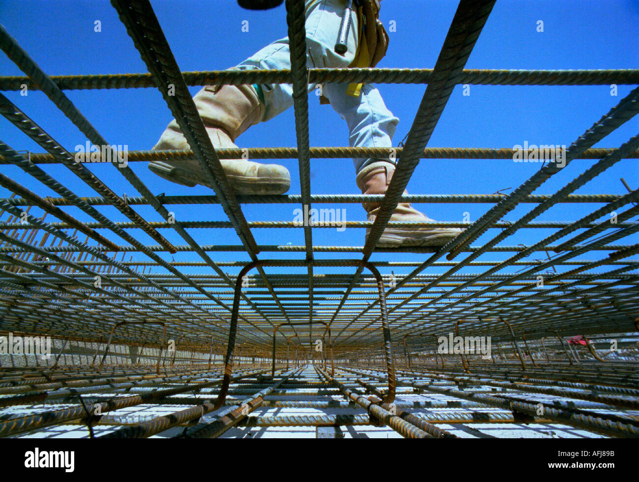 Construction worker at water treatment site Stock Photo