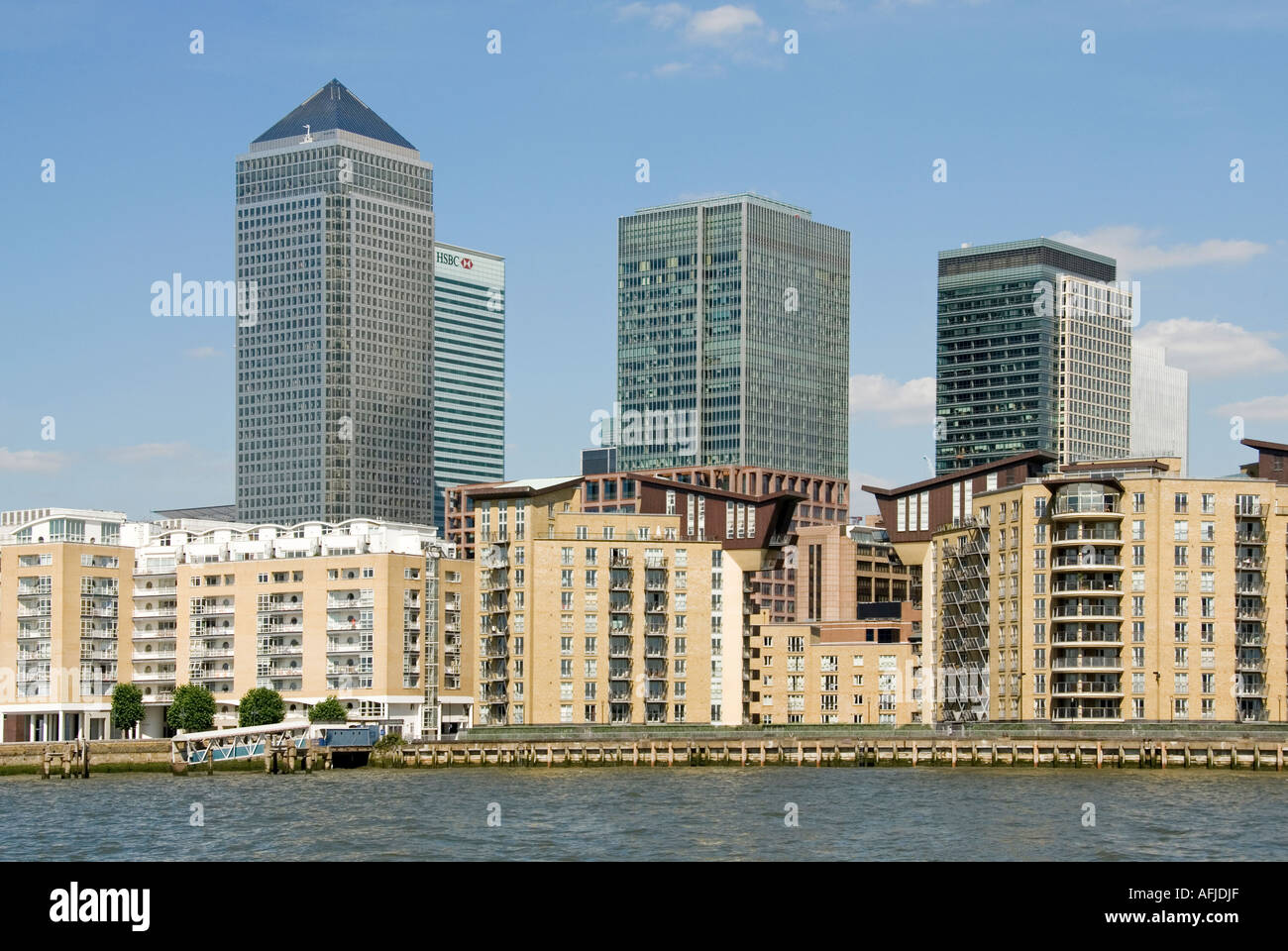 River Thames riverside apartment block close to the Docklands Canary