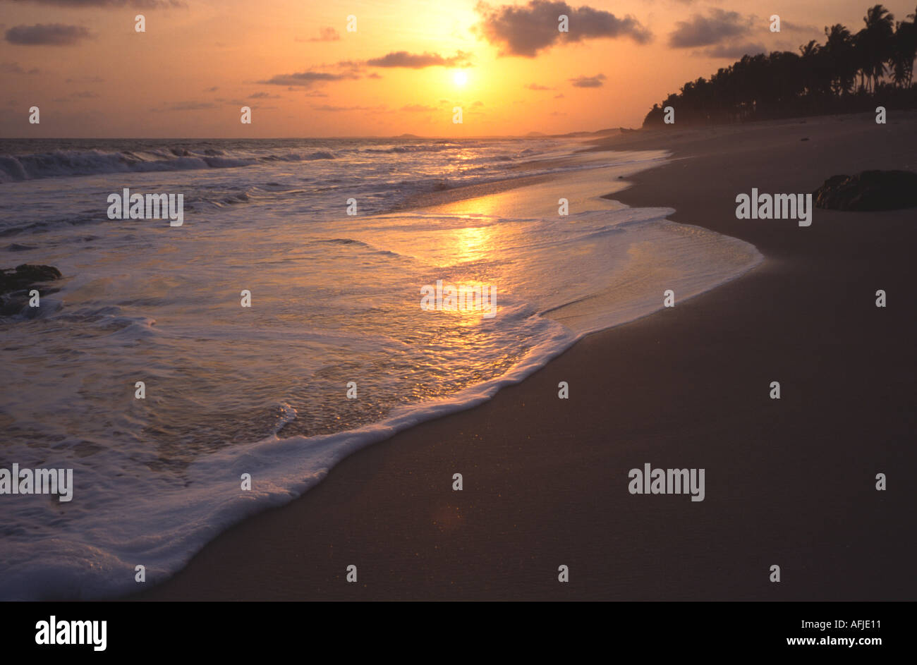 Sunset Winneba beach Ghana West Africa Stock Photo