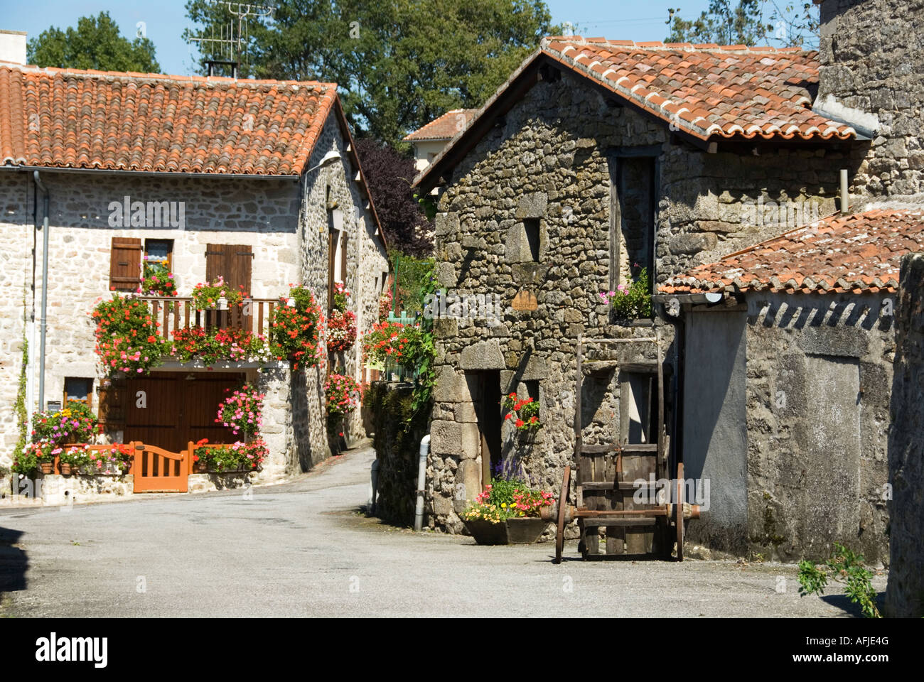 Image of a street scene in the French village of Montrol Senard Stock Photo