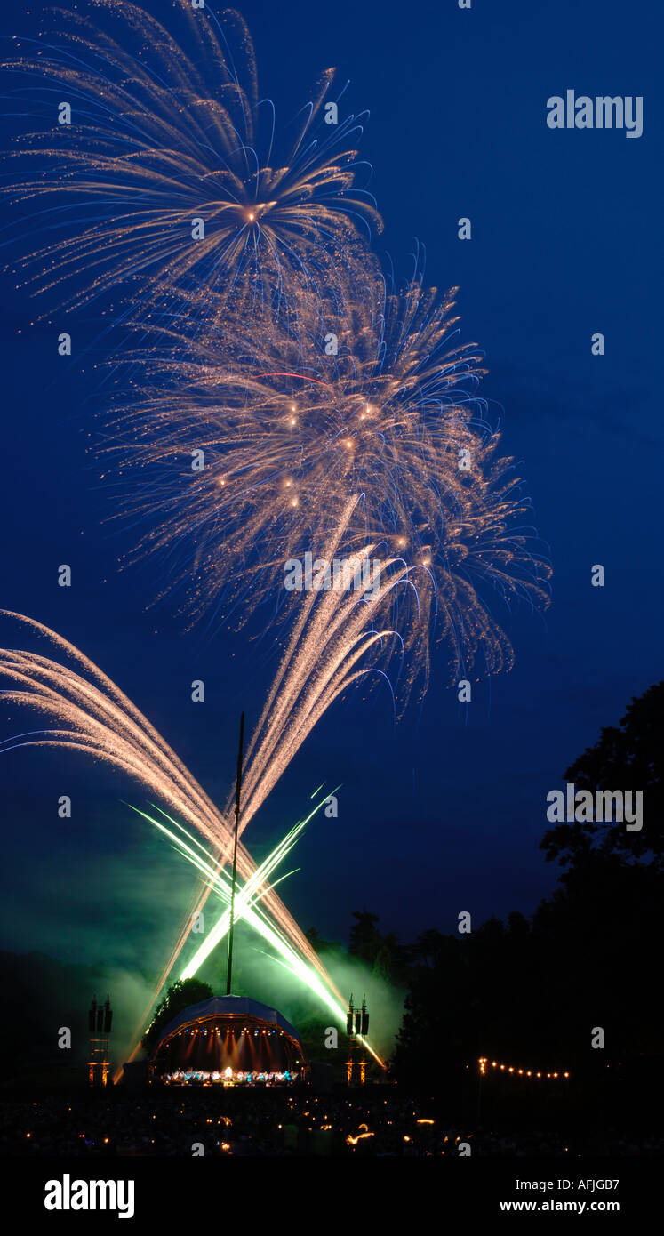 Firework display at the summer concert at Warwick Castle Stock Photo