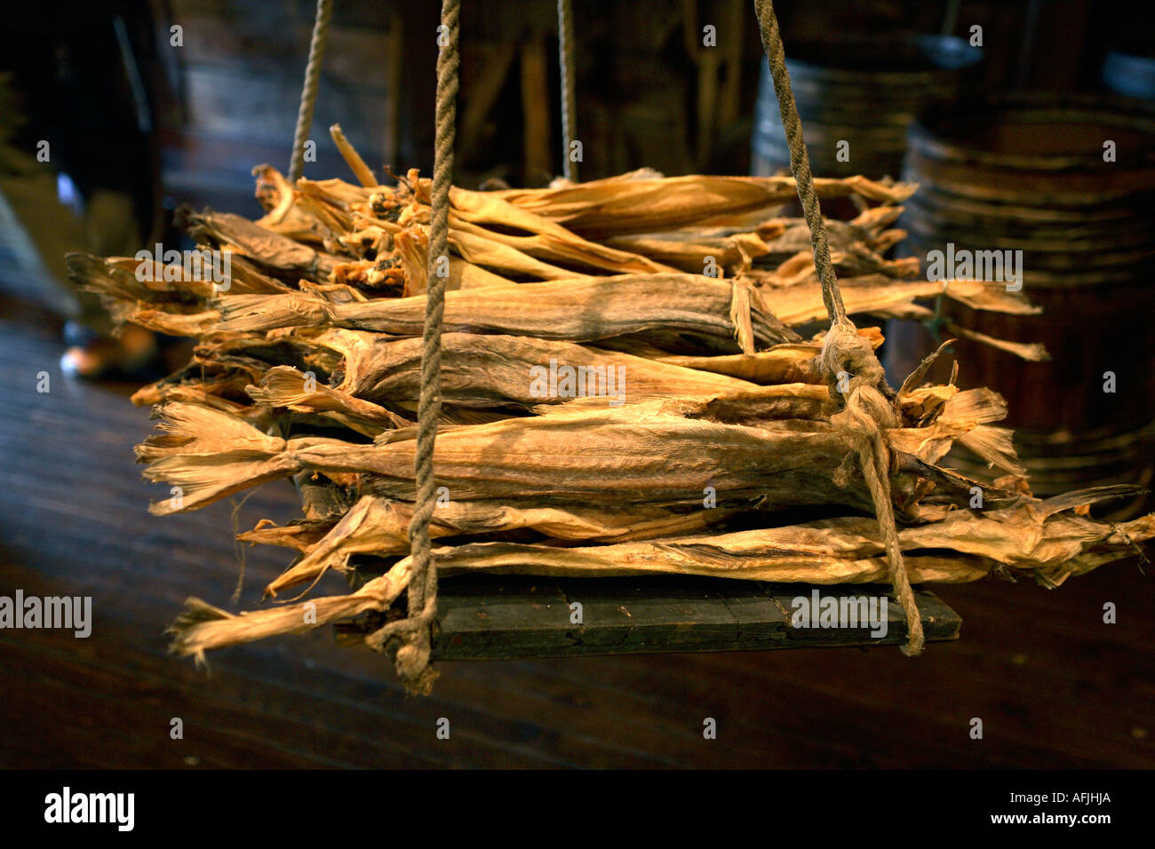 Norway. Bergen. Hanseatic museum. Lutefisk Stock Photo