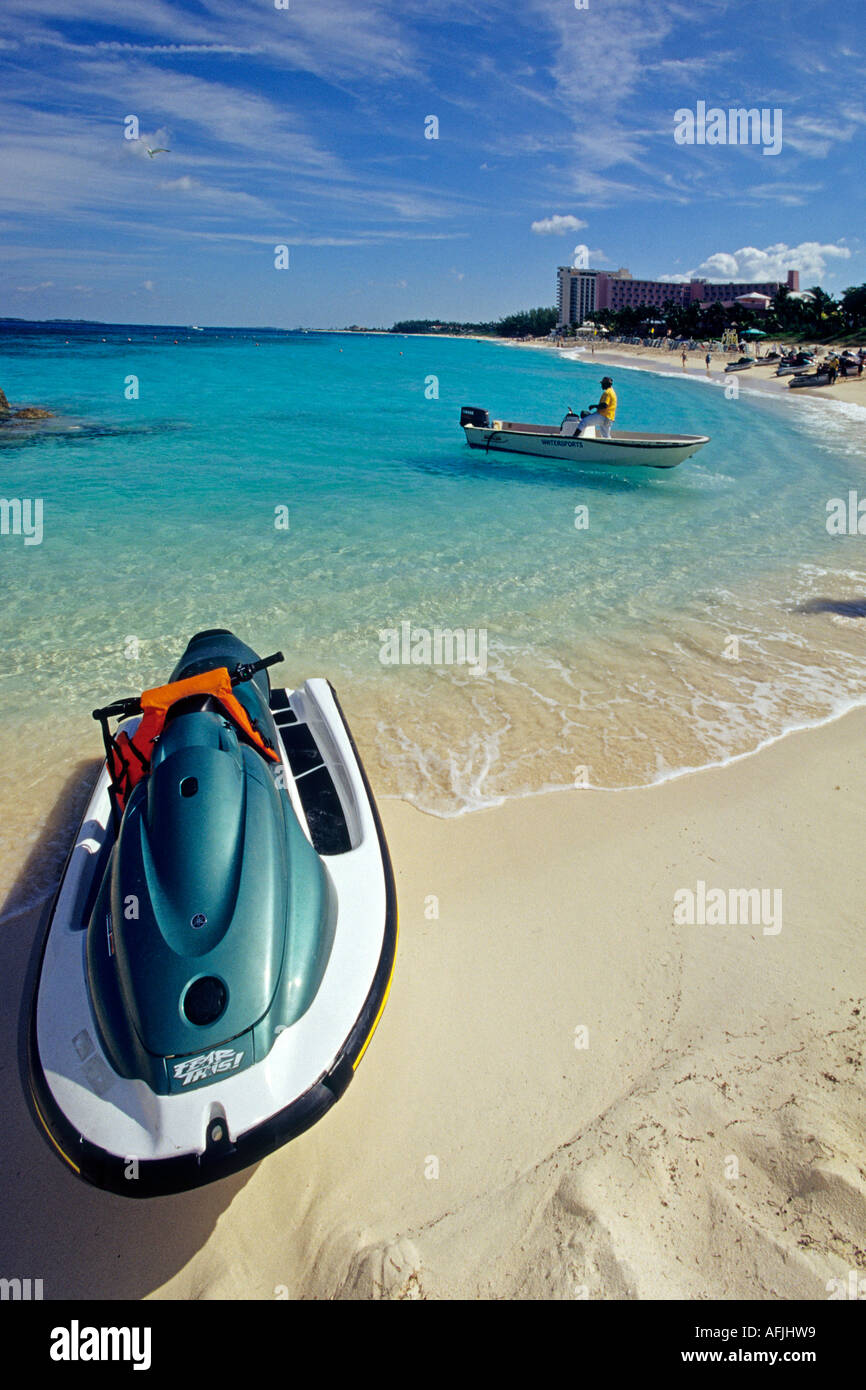 Jet ski on Cabbage Beach, Paradise Island, Nassau, Bahamas Stock Photo