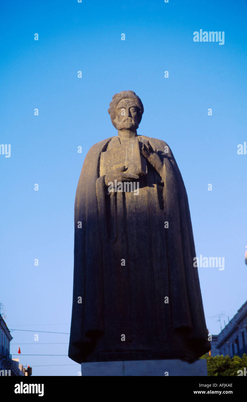 Tunis Tunisia Statue Of Ibn Khaldun Islamic Historian philosopher Stock Photo