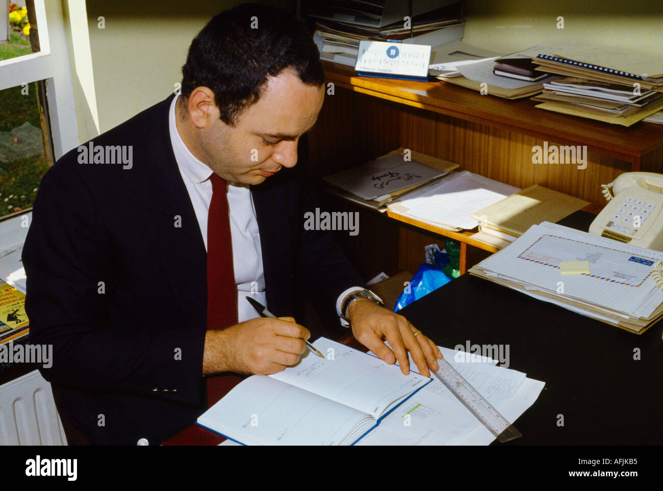 Office Worker Working At Desk Accountant Stock Photo