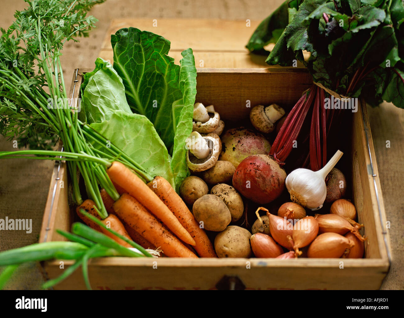 Vegetables in wooden box Stock Photo Alamy