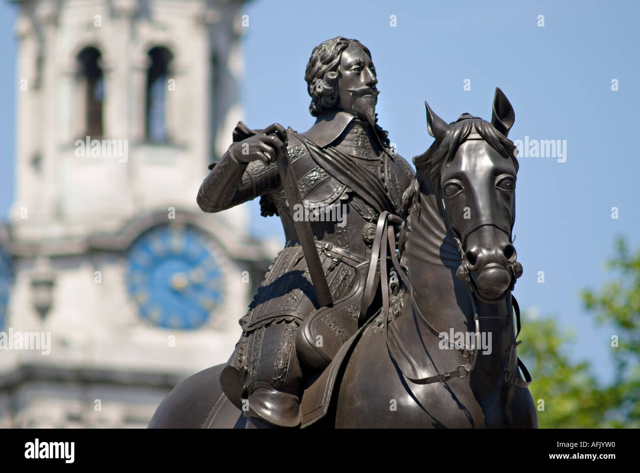 Statue of King Charles I on horseback in Trafalgar Square London