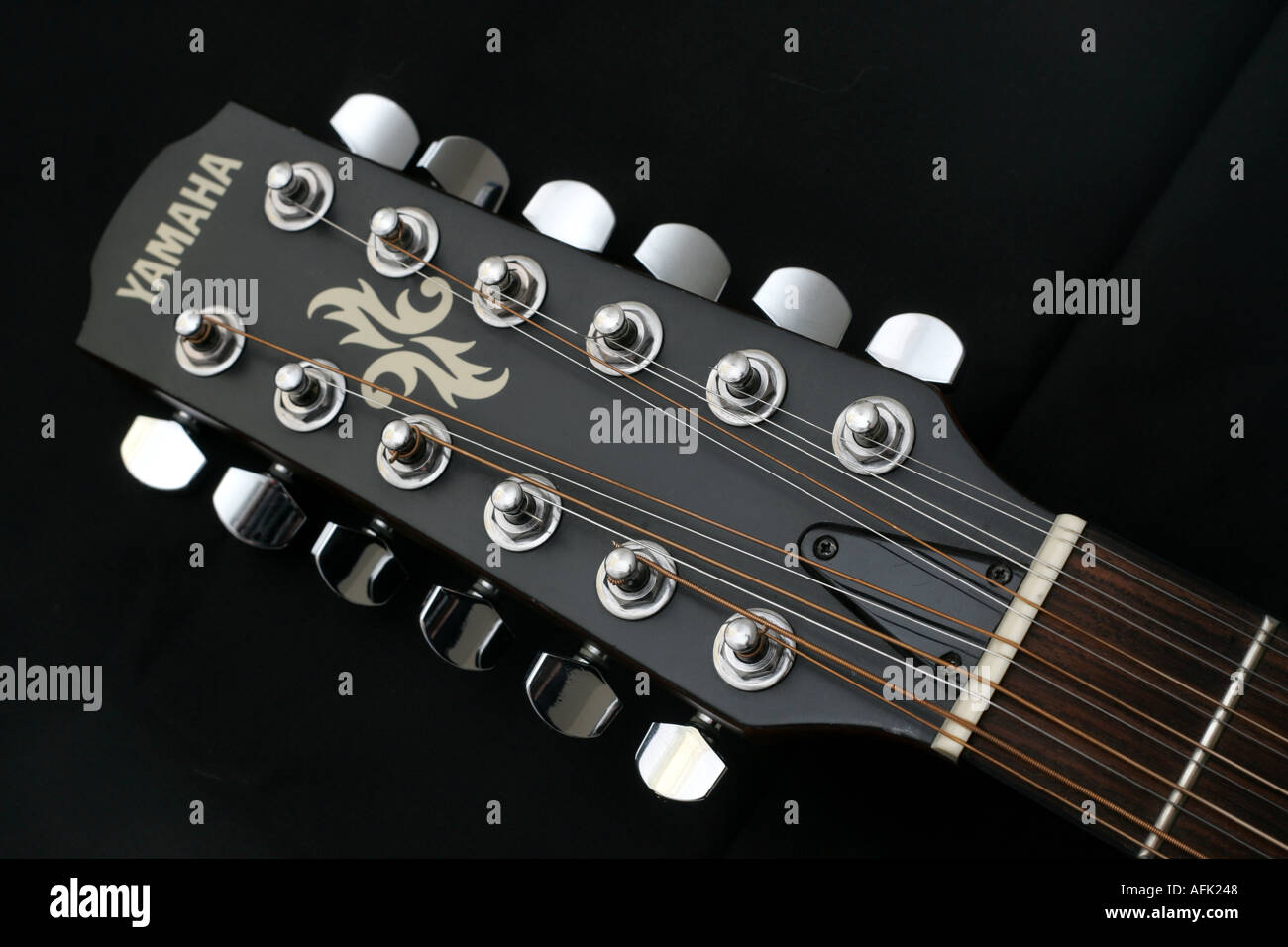 Close up of the tuning machine heads on a 12 string Yamaha APX4a electro acoustic  guitar Stock Photo - Alamy