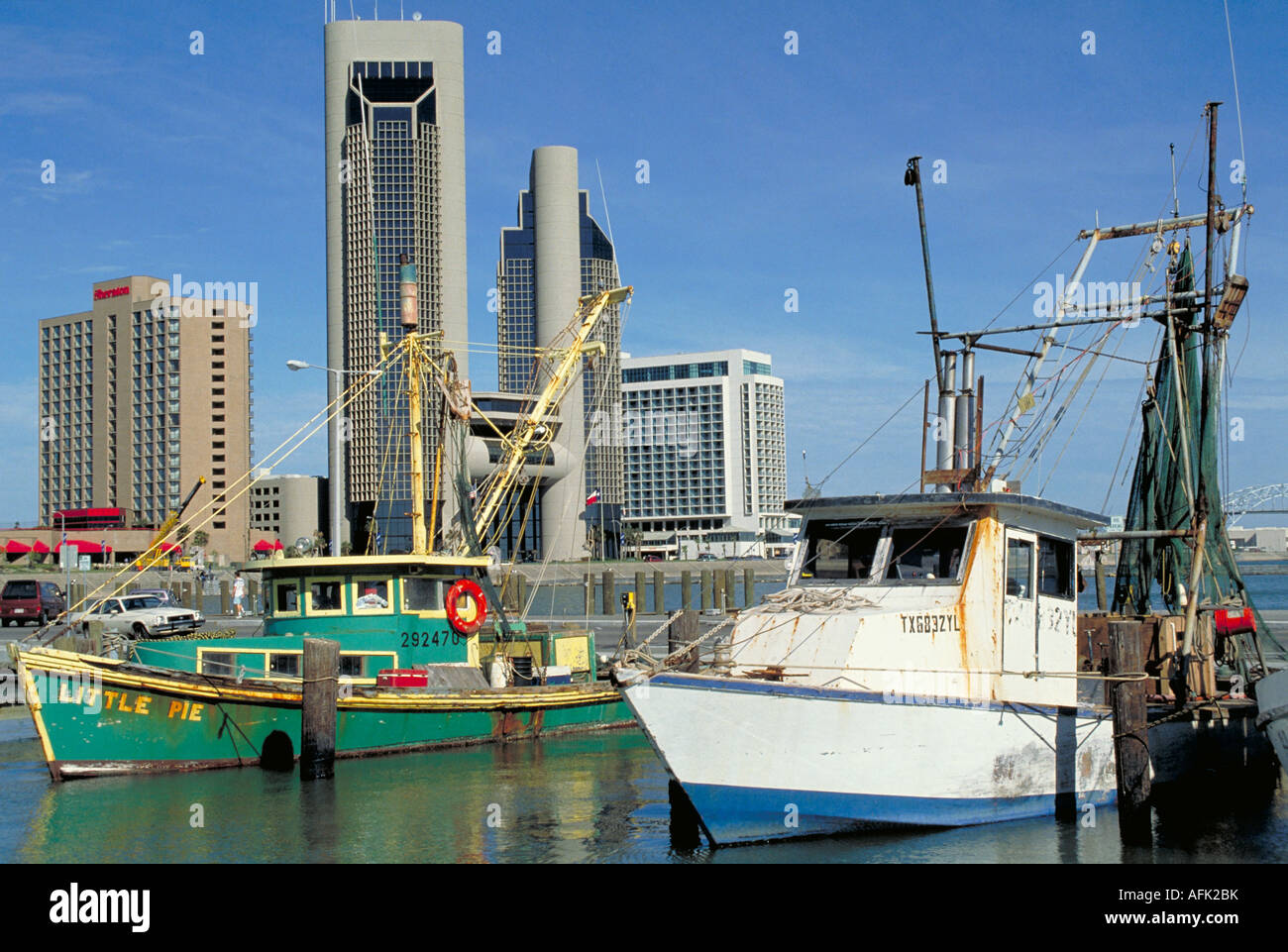 Elk228 3357 Texas Corpus Christi harbor with shrimp boats Stock Photo