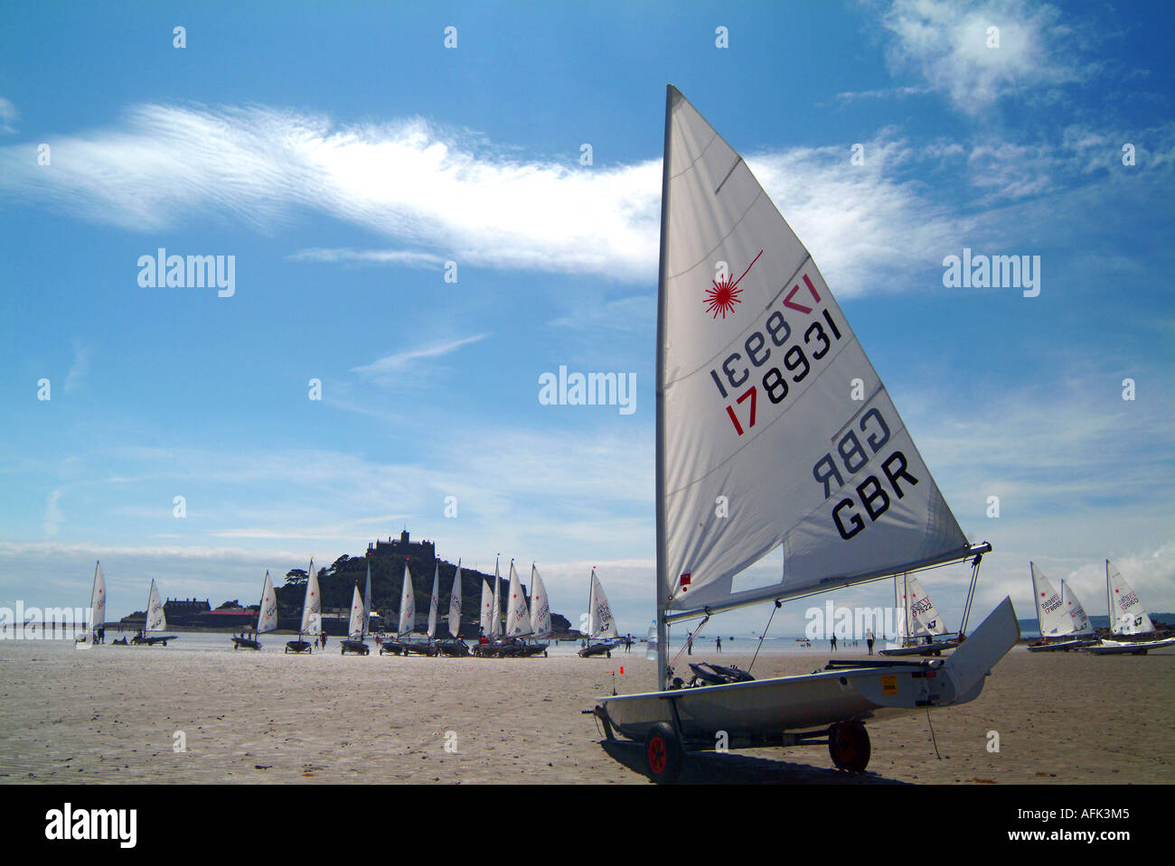 Laser Dinghy on Marazion beach during Laser National Championships
