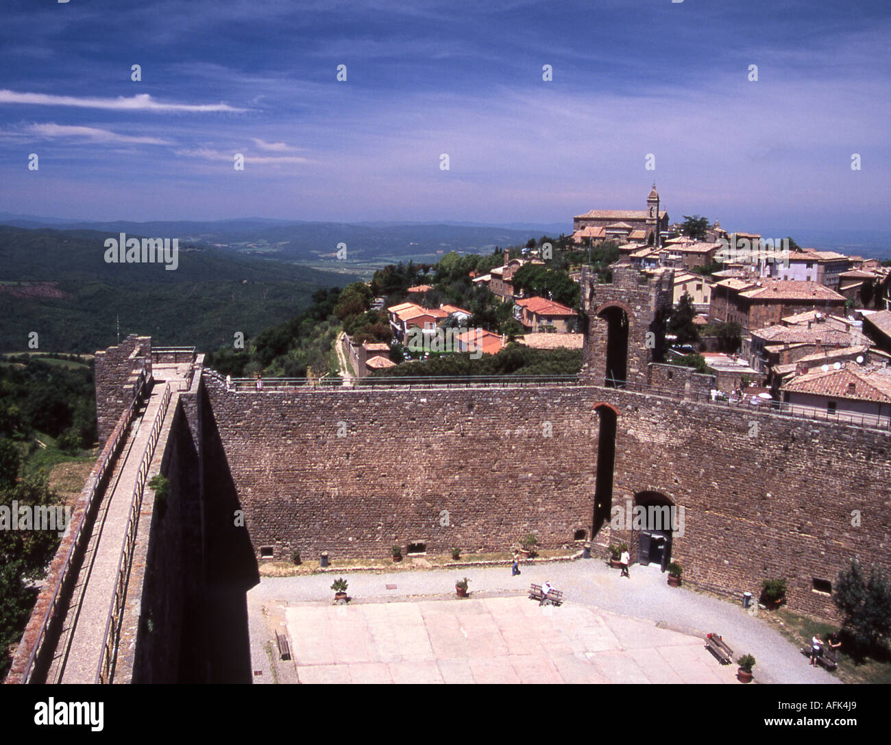 Looking west from the Fortezza of Montalcino in southern Tuscany Stock Photo