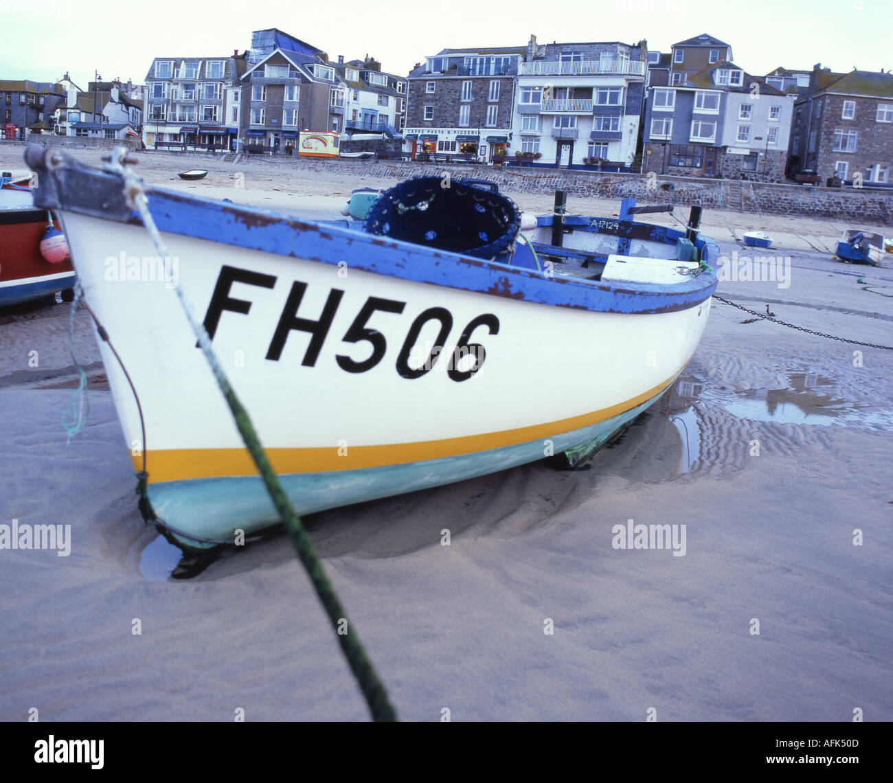 fishing boat beached st ives harbour cornwall england Stock Photo
