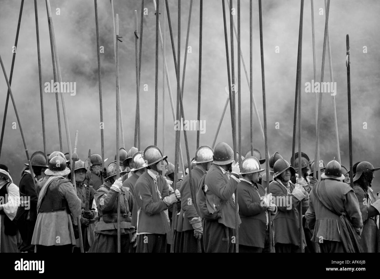 17th Century pikemen at a english civil war reenactment event Stock Photo
