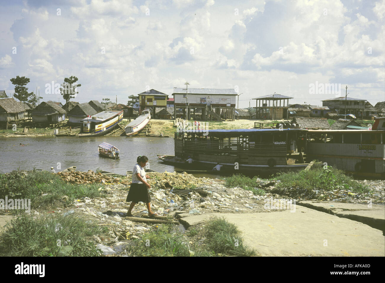 Peru Iquitos township built on Nanay river bank  2004 Stock Photo
