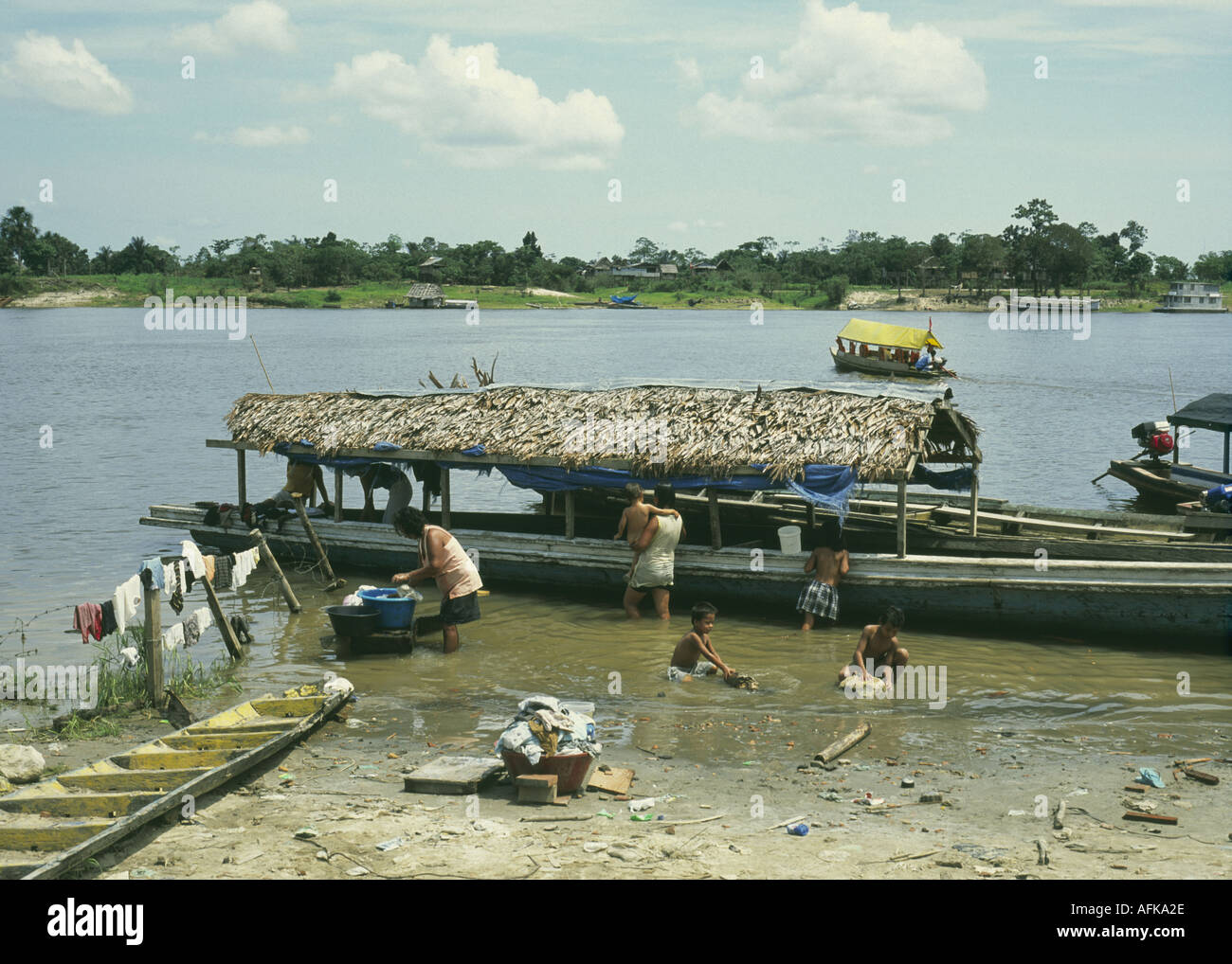 Nanay jungle river and craft Iquitos Peru 2004 Stock Photo