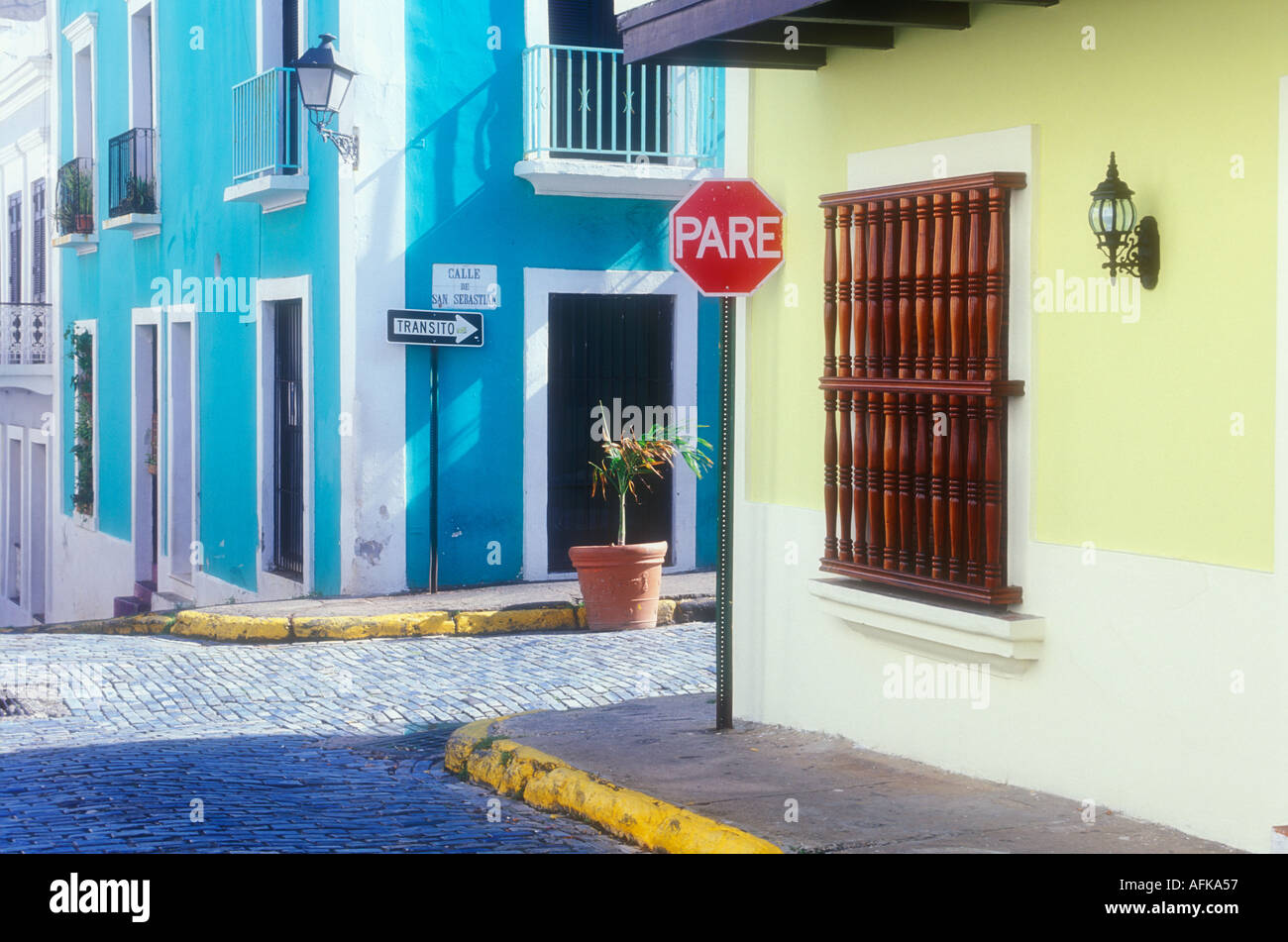 Street scene in Old San Juan Puerto Rico Caribbean Stock Photo - Alamy