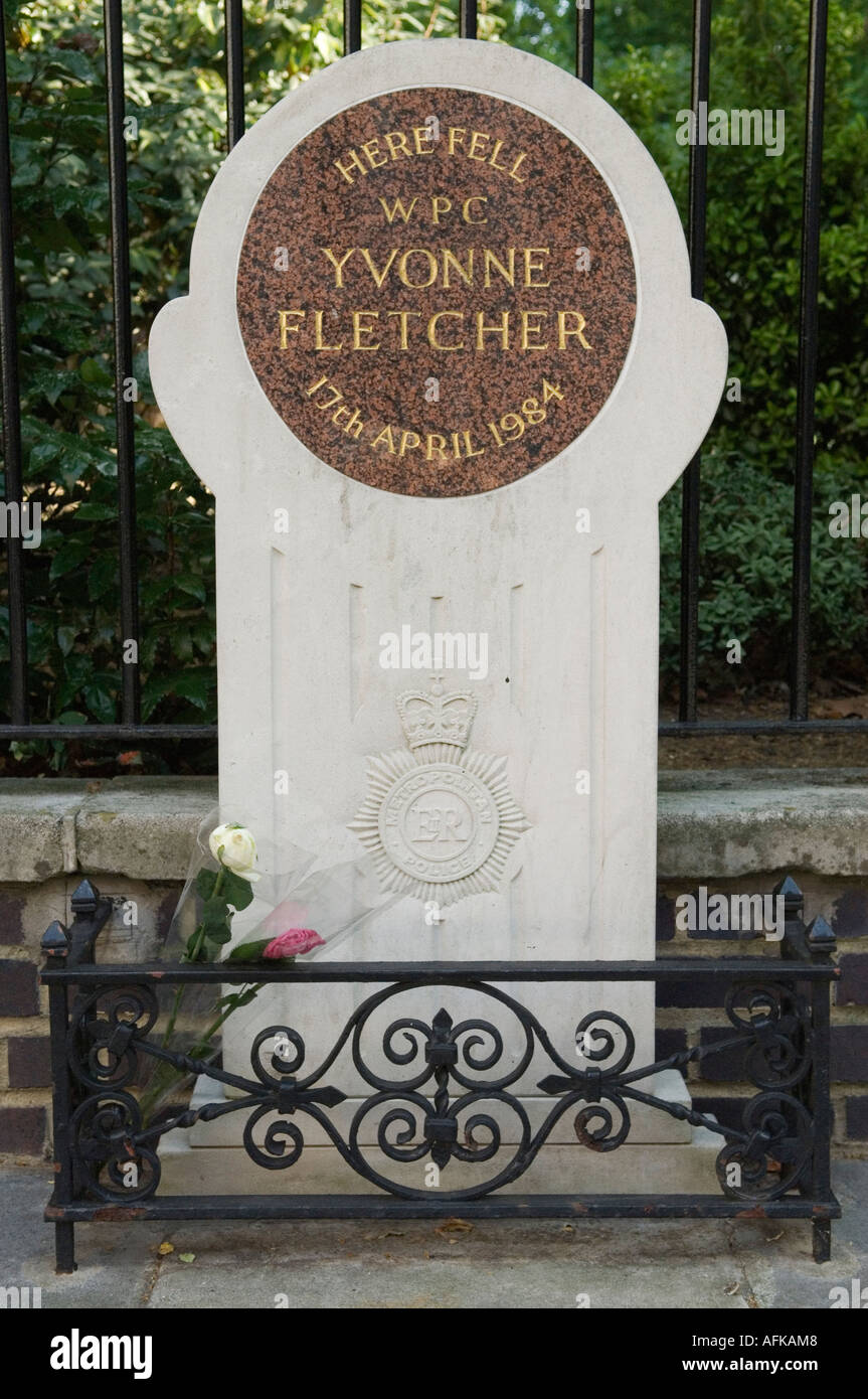 Yvonne Fletcher memorial stone to police constable WPC in St James Square central London W1 England HOMER SYKES Stock Photo