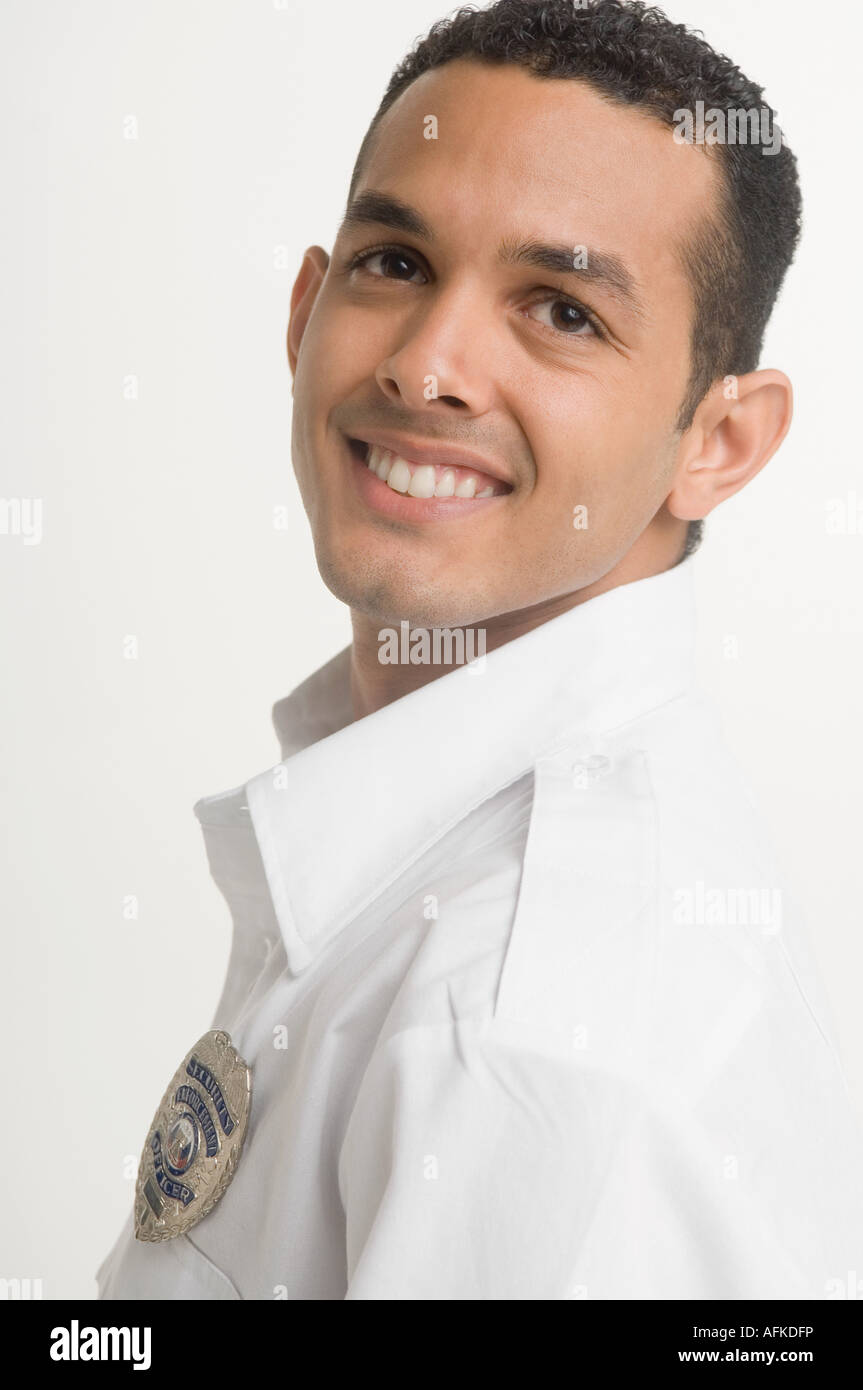 Portrait of security guard Stock Photo Alamy